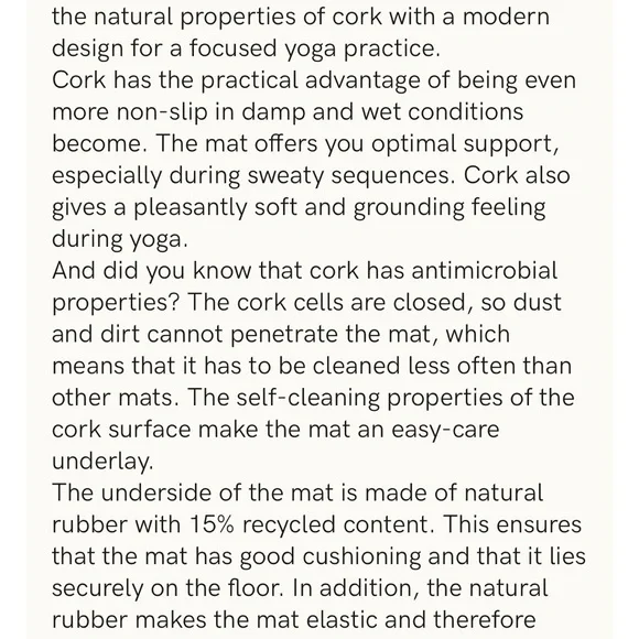 Lotus Craft Cork Yoga Mat, Non-Slip, Sweat Proof, Eco Friendly - Picture 5 of 6